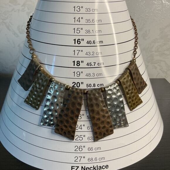 Hammered Multicolor Metal Statement Necklace With Adjustable Chain - Picture 2 of 4